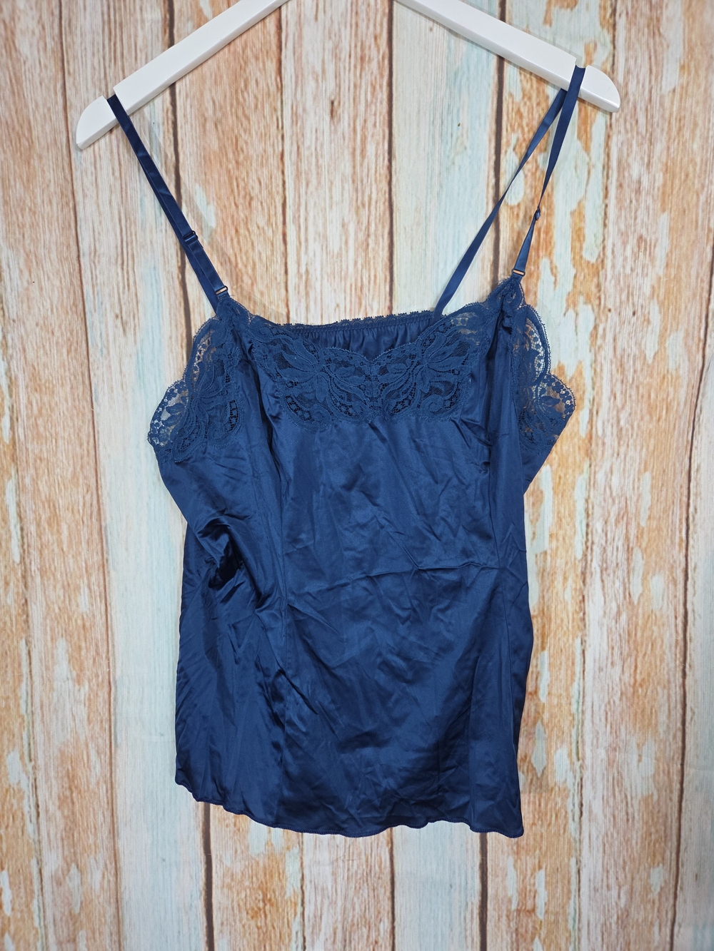 Wonder Maid Vintage Navy Lace-Trim Camisole Top. Style 6996. Size 40